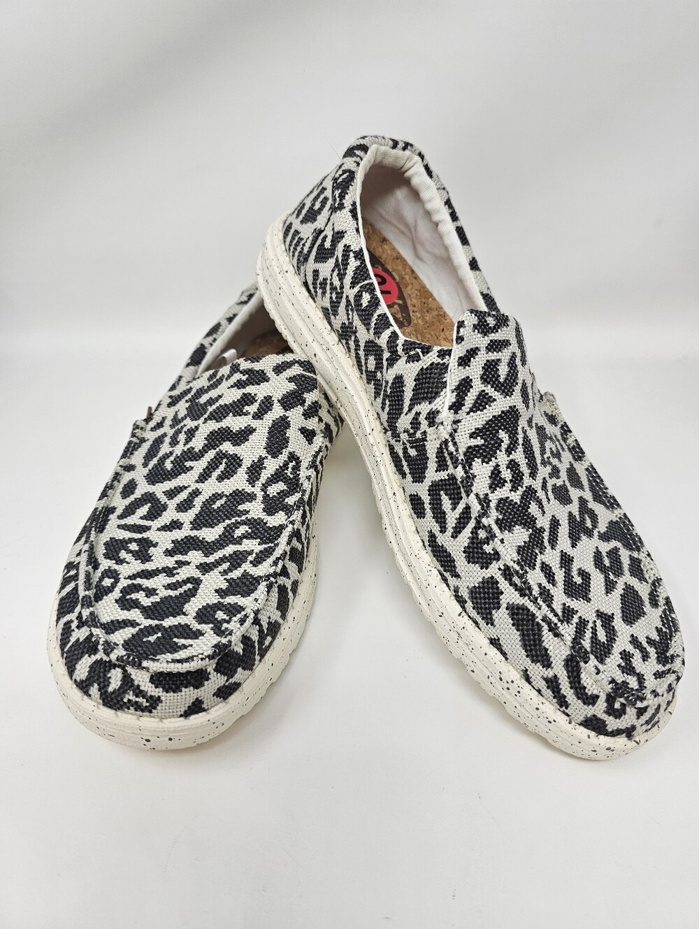 Hey Dude NEW  Women's Misty Woven Cheetah Gray Walking Slip On Shoes Size 10